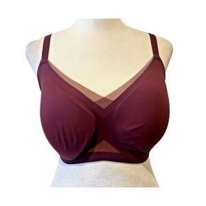 Honeylove Crossover Bra Size XL 38D/DD(E) Fig Burgundy Comfort Wireless